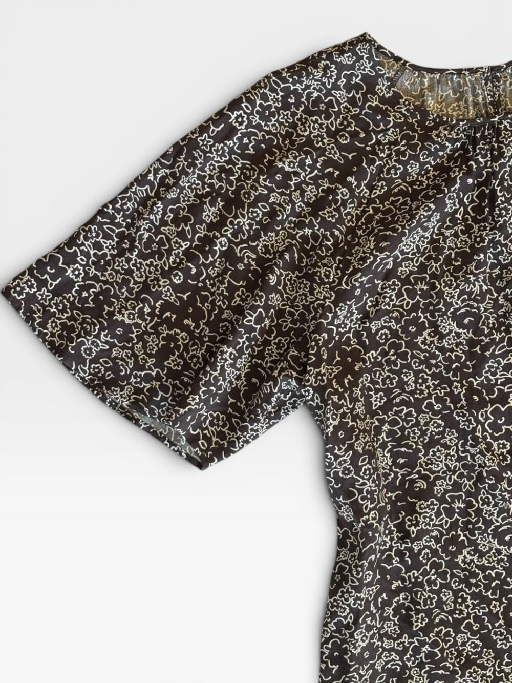 LOFT Outlet Brown Floral Print Peasant Blouse Boho Cottagecore Size L - Picture 6 of 12